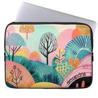 Watercolor Landscape Abstract Painterly With Name Laptop Sleeve