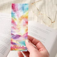 Cross Colorful Sky Mountains Personalized Bookmarks