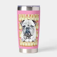 English Bulldog with Retro Font Insulated Tumbler