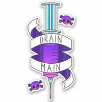 Drain Main Gamer Purple Cartoon Syringe Sticker