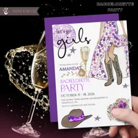 Lets Go Girls Cowboy Boots Disco Ball Invitation