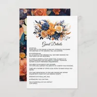 Navy Blue, Burnt Orange & Champagne Guest Details Enclosure Card