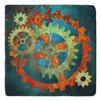 Steampunk Verdigris Rusty Cogwheel Trivet