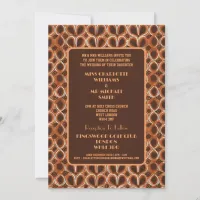 Fun Retro 1970's Groovy Brown And Orange Wedding Invitation