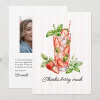 Elegant Thanks Berry Much Strawberry Cocktail Thank You Card