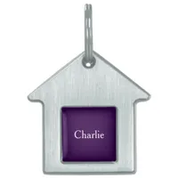 Custom Personalized Name Photo Art Dark Purple Pet ID Tag