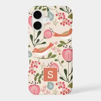 Vintage Floral Birds Botanical Pattern Monogram iPhone 17 Case