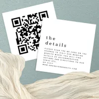 MINI QR code Black White Wedding Details Enclosure Card