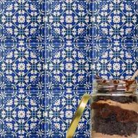 Blue and White Classic Elegant Damask Pattern Ceramic Tile