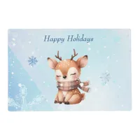 Cute Cartoon Deer in Snow Placemat