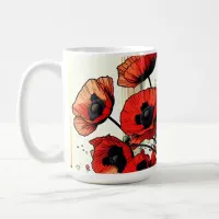 Pretty Vase of Red Poppies Coffee Mug