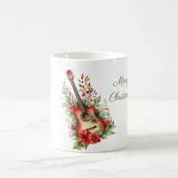 Merry Christmas Boho Guitar and Flowers Mug