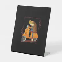 Frog Scooter Mushroom Goblincore Academia Pedestal Sign