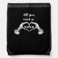 Gothic Valentines Classic - Skeleton Hands Heart  Drawstring Bag