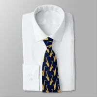 Saxophonist Stylish Saxophone Pattern on Navy Blue Neck Tie