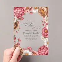 Petal Pink, Mocha Latte & Ivory Pearl Wedding Acrylic Invitations