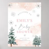 Winter baby Shower welcome sign for baby girls