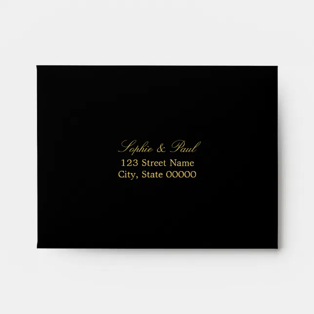 Black Golden Beige Self Addressed RSVP Envelope