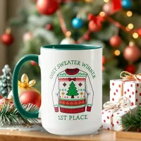 First Place Ugly Sweater Winner Christmas Mug