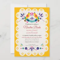 Papel Picado Yellow Nuestra Boda Spanish Wedding Invitation