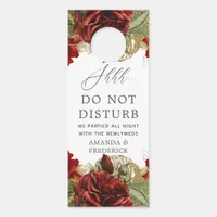 Burgundy Red and Gold Vintage Rose Wedding Door Hanger