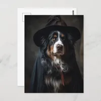 Cute Bernese Mountain Dog Witch Postcard