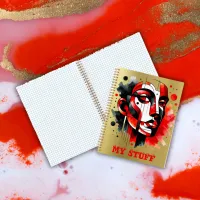 Red, black and white Abstract Face | Notebook