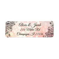 Black and Coral Elegant Script Return Labels