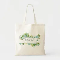 Watercolor Glass Terrarium Succulents Tote Bag