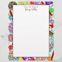 Personalized Whimsical Candy and Cupcakes   Letterhead