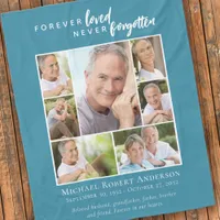 Forever Loved Funeral Memorial Photo Fleece Blanket