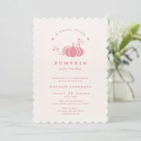 Elegant Pink Sweet Little Pumpkin Baby Shower Invitation
