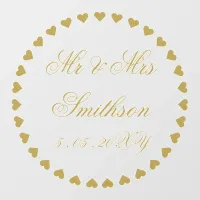 Hearts Gold Personalized Elegant Wedding  Floor Decals