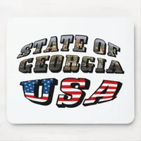 State of Georgia and USA Flag Text Mouse Pad
