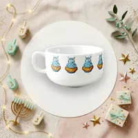 Blue White Whimsical Hanukkah Cupcake Soup Mug