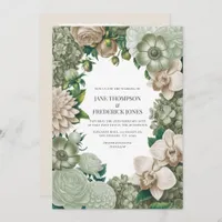 Desert Sage, Aloe Mist & Sandstone Beige Wedding Invitation
