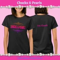 Chucks & Pearls Vote Kamala Black T-Shirt