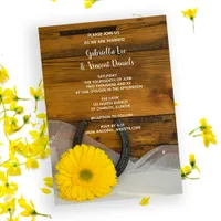 Yellow Daisy and Horseshoe Country Western Wedding Invitation