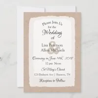 Simple Rustic Tan and White Wedding invitations