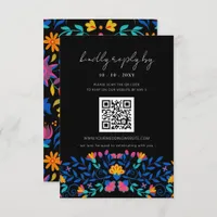 Vibrant Mexican Floral Fiesta Wedding QR code RSVP Card