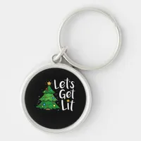 Let's Get Lit Christmas Tree Lights Funny Classic Keychain