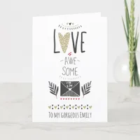 Black and Gold Love Is Awesome Valentines Holiday Card