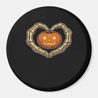 Skeleton Hands Heart With Pumpkin Cute Spooky Hall Magnet