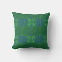 Emerald Green & Blue Stylish Bohemian Pattern Throw Pillow