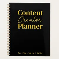 Classy Simple Black Gold Lettering Content Creator Planner