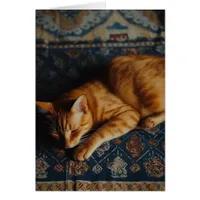 Adorable Sleeping Ginger Cat Blank Inside Card
