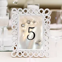 Faux White Pearl and Diamond Buttons Table Number