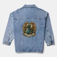 Enchanted Dragon Stain Glass Design Denim Jacket