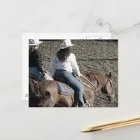 Cowgirls on a Rodeo Horses Postcard