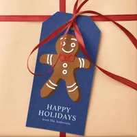 Gingerbread Man Navy Blue Christmas Gift Tags